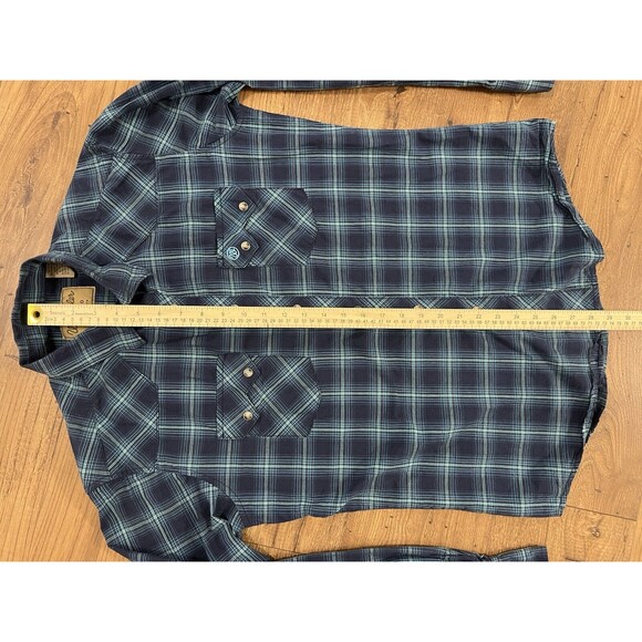 Wrangler Pearl Snap Shirt Mens M Blue Plaid Western Cowboy Sawtooth Pockets Yoke - Picture 6 of 10